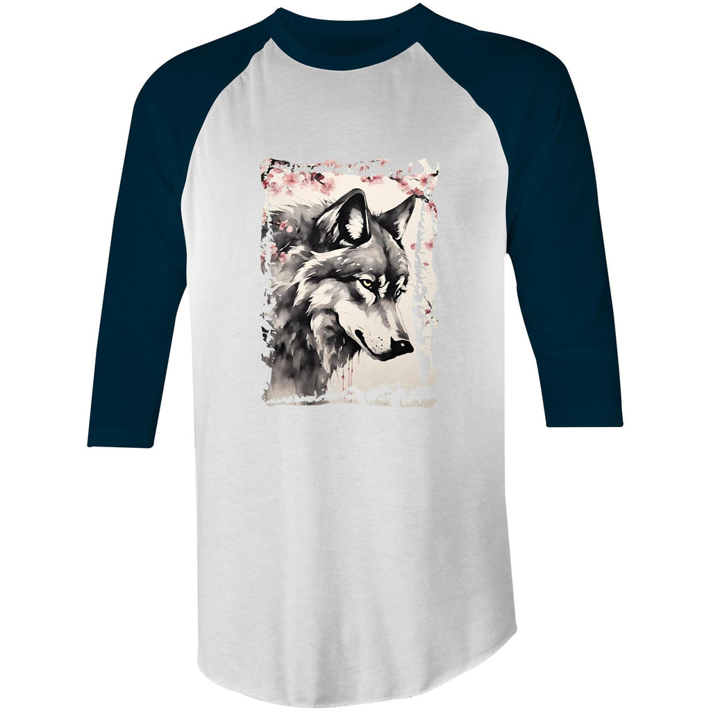 Wolf and Flowers AS Colour Raglan 3/4 Sleeve TShirt Ogo Merch