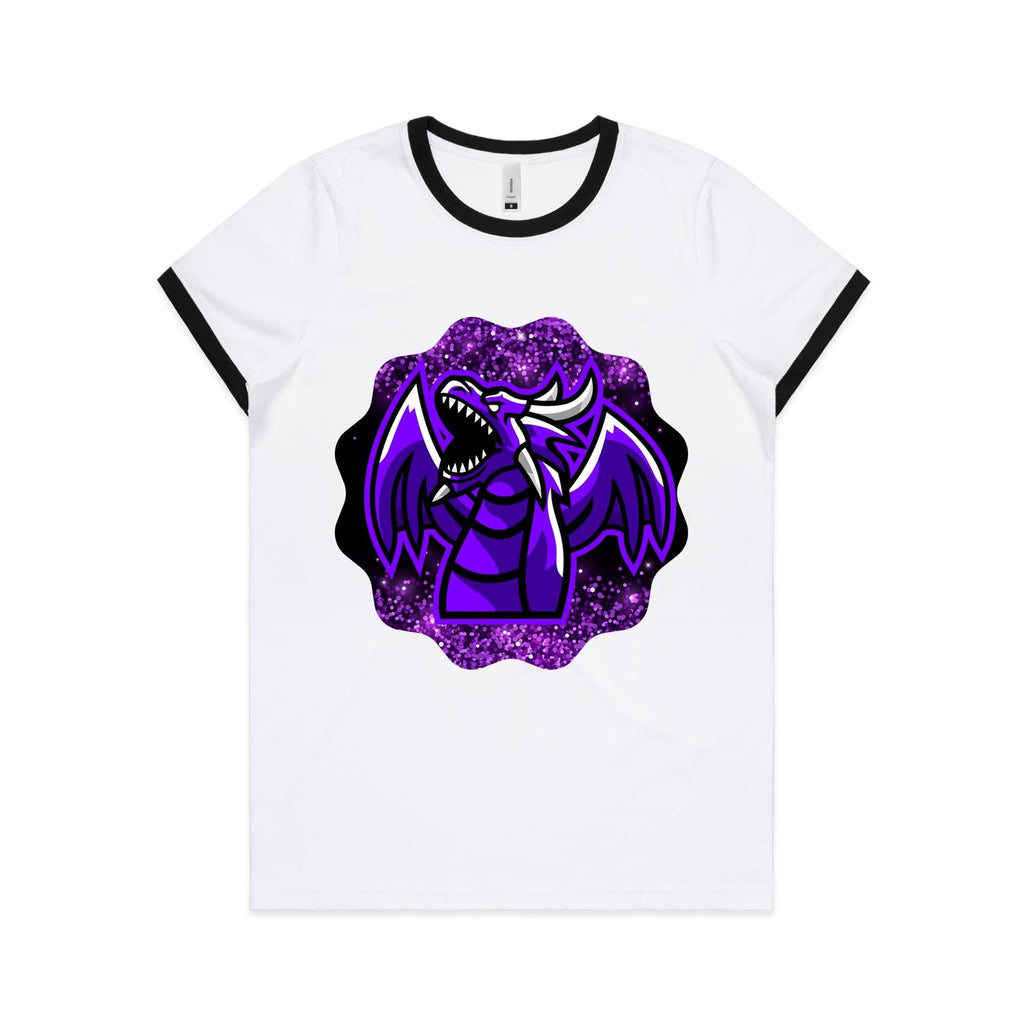 Shining Purple Dragon AS Colour Women's Ringer Tee Ogo Merch