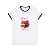 Good Vibes Turtle AS Colour Women's Ringer Tee