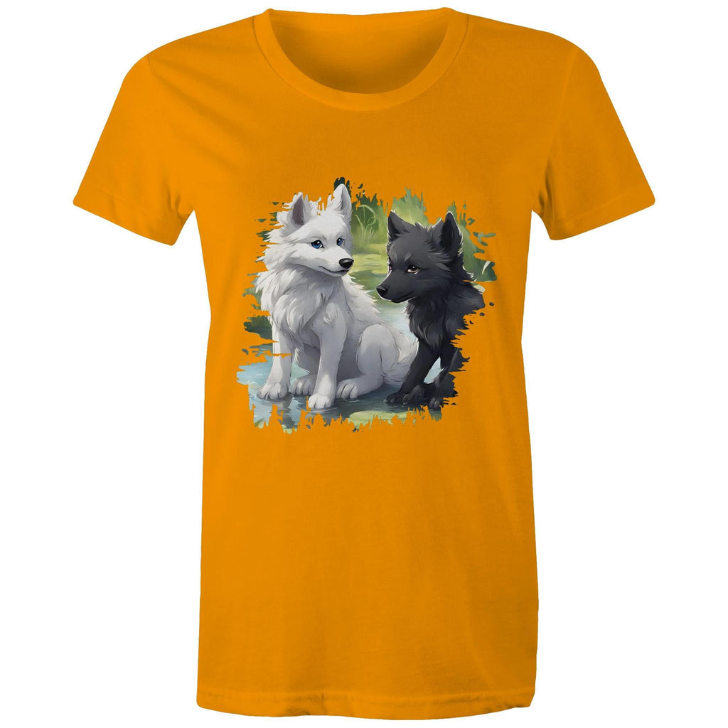 Two Wolves AS Colour - Women's Maple Tee Ogo Merch