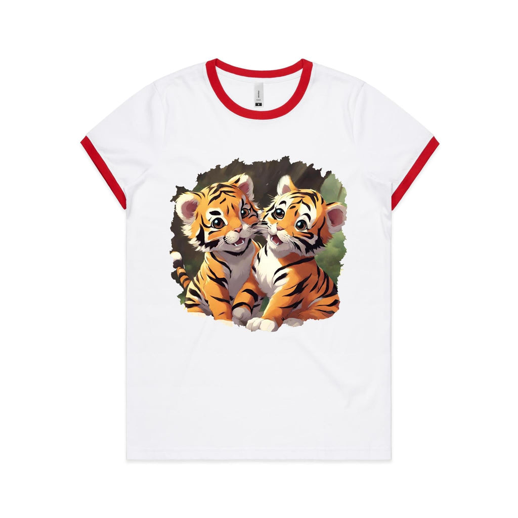 Baby Tigers AS Colour Women's Ringer Tee Ogo Merch