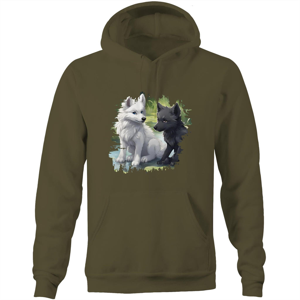 Two Wolves AS Colour Stencil Pocket Hoodie Sweatshirt Ogo Merch