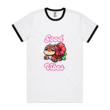 Good Vibes Turtle AS Colour Staple Ringer Tee