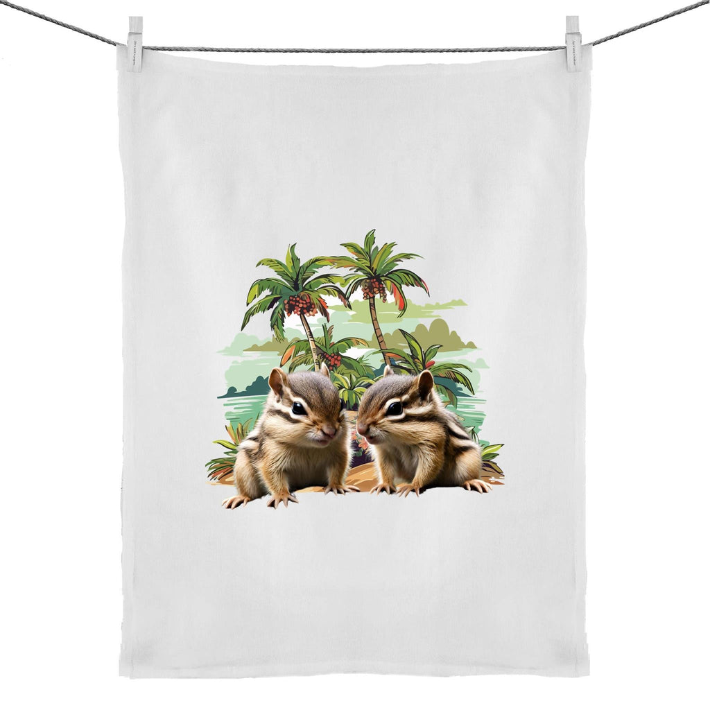 Beach Chipmunks 50% Linen 50% Cotton Tea Towel Ogo Merch
