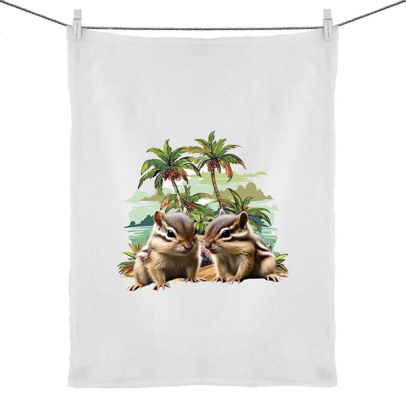 Beach Chipmunks 50% Linen 50% Cotton Tea Towel Ogo Merch