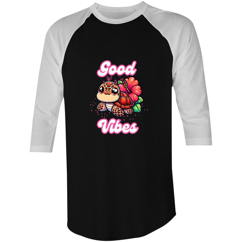 Good Vibes Turtle AS Colour Raglan - 3/4 Sleeve T-Shirt Ogo Merch