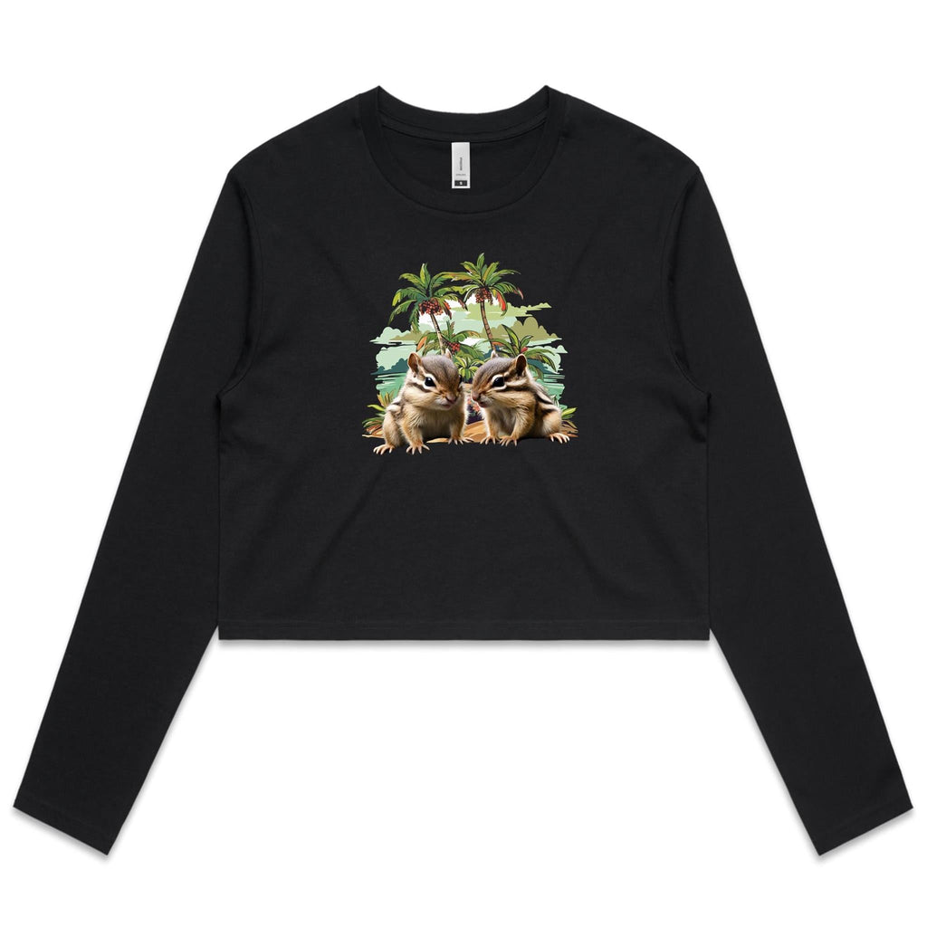Beach Chipmunks AS Colour - Women's Long Sleeve Crop Tee Ogo Merch