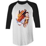 Lady and Pet Dragon AS Colour Raglan - 3/4 Sleeve T-Shirt Ogo Merch