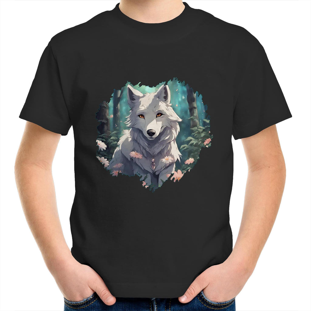 Wolf Print AS Colour Kids Youth TShirt Ogo Merch