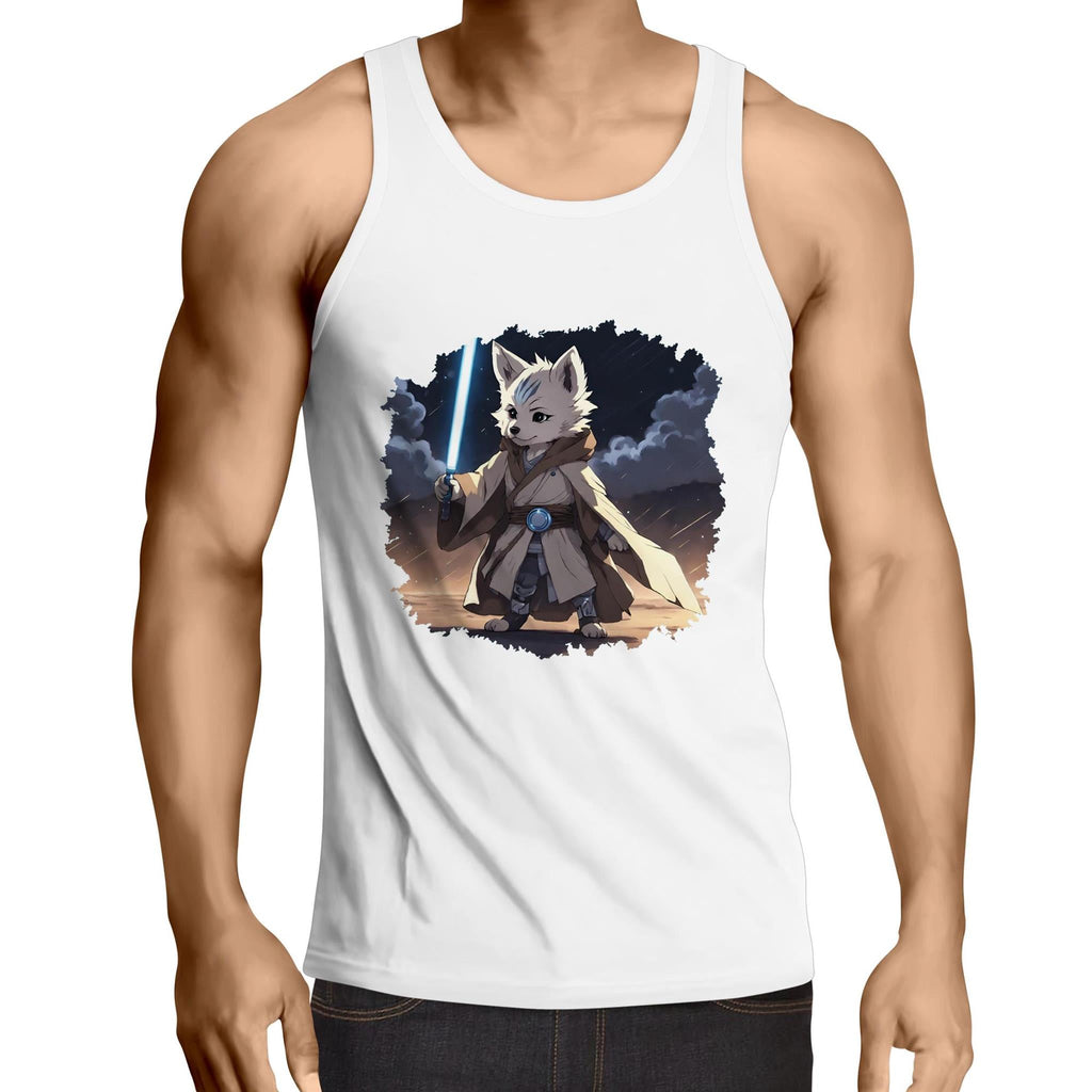 Wolf with Lightsaber AS Colour Lowdown Mens Singlet Top Ogo Merch