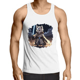 Wolf with Lightsaber AS Colour Lowdown Mens Singlet Top Ogo Merch