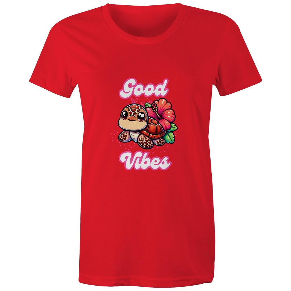 Good Vibes Turtle AS Colour - Women's Maple Tee Ogo Merch