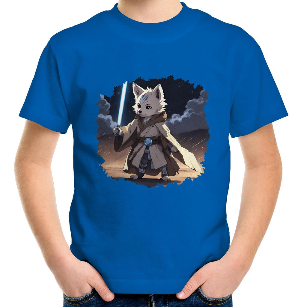 Wolf with Lightsaber AS Colour Kids Youth T-Shirt Ogo Merch