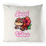 Good Vibes Turtle 100% Linen Cushion Cover