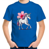Unicorn and Flower AS Colour Kids Youth T-Shirt Ogo Merch