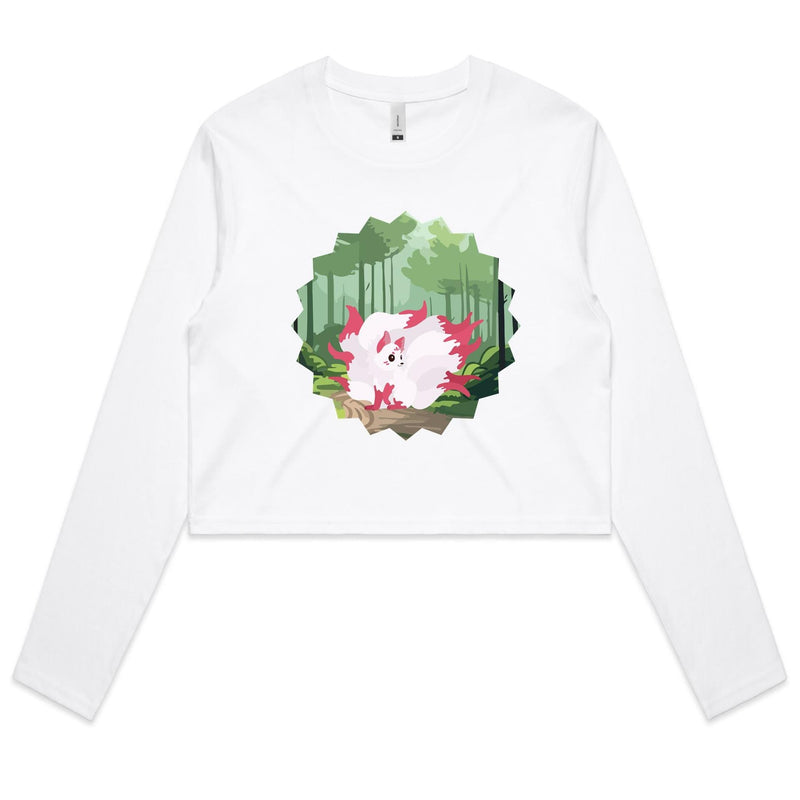 Forest Nine Tailed Fox Women's Long Sleeve Crop Tee Ogo Merch