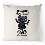 Antisocial Cat Monster 100% Linen Cushion Cover