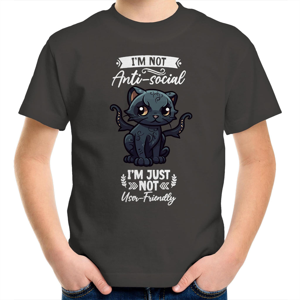 Antisocial Cat Monster AS Colour Kids Youth T-Shirt Ogo Merch