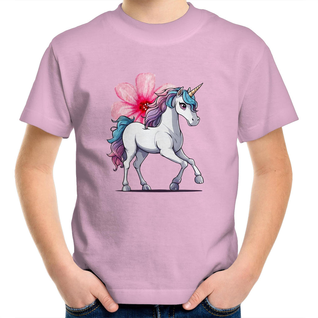 Unicorn and Flower AS Colour Kids Youth T-Shirt Ogo Merch