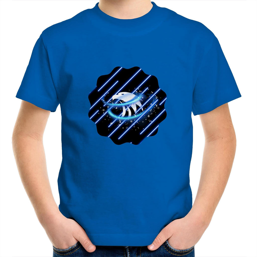 Blue Swirl Eagle AS Colour Kids Youth T-Shirt Ogo Merch