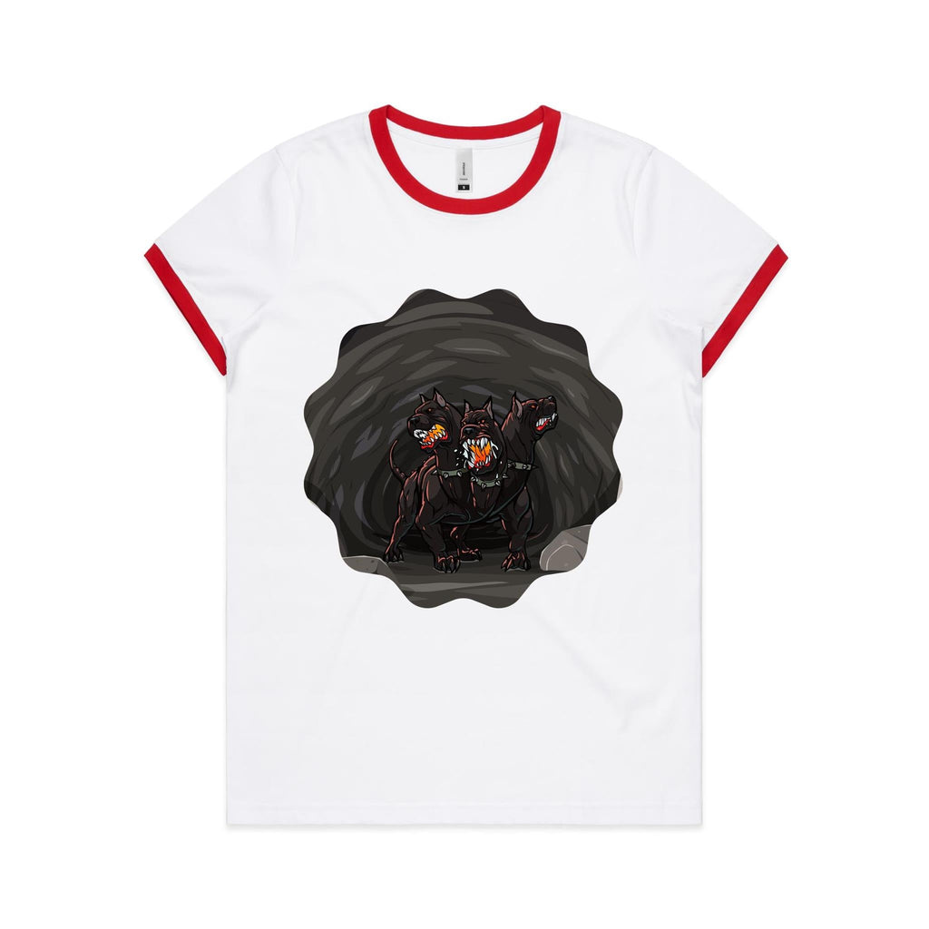 Cave Cerberus AS Colour Women's Ringer Tee Ogo Merch