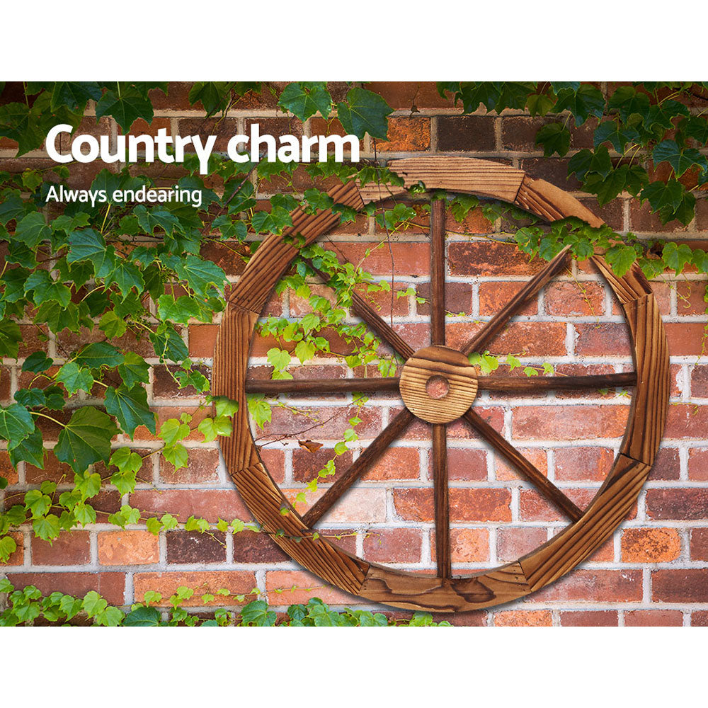 Gardeon Garden Decor Outdoor Ornament Wooden Wagon Wheel dropshipzone