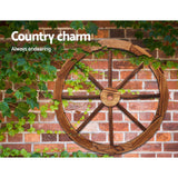Gardeon Garden Decor Outdoor Ornament Wooden Wagon Wheel dropshipzone
