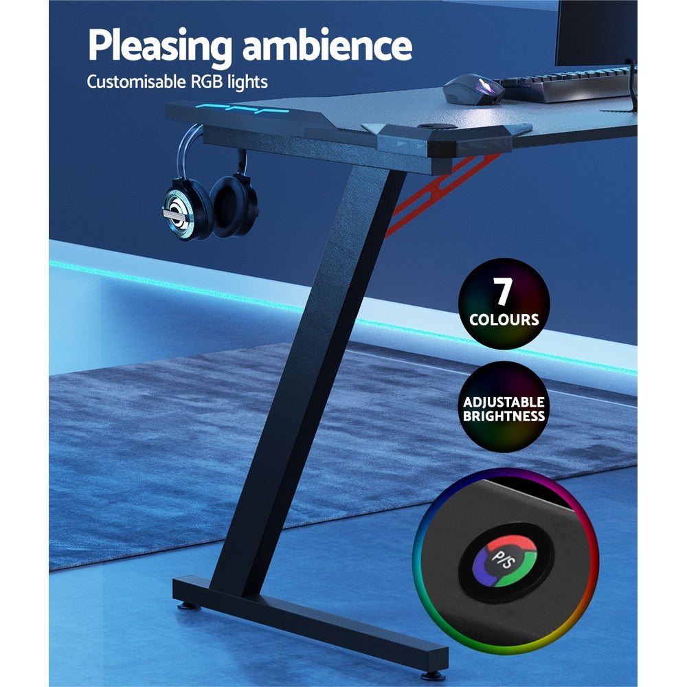 Artiss Gaming Desk Computer Desks LED Light 140CM Dropshipzone