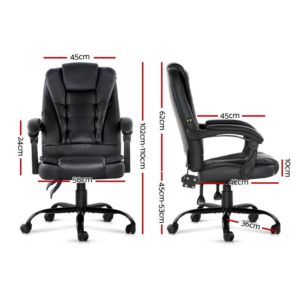 Artiss 2 Point Massage Office Chair PU Leather Black Dropshipzone