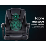 Artiss 2 Point Massage Office Chair PU Leather Black Dropshipzone