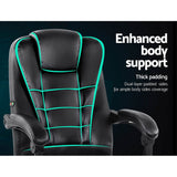 Artiss 2 Point Massage Office Chair PU Leather Black Dropshipzone