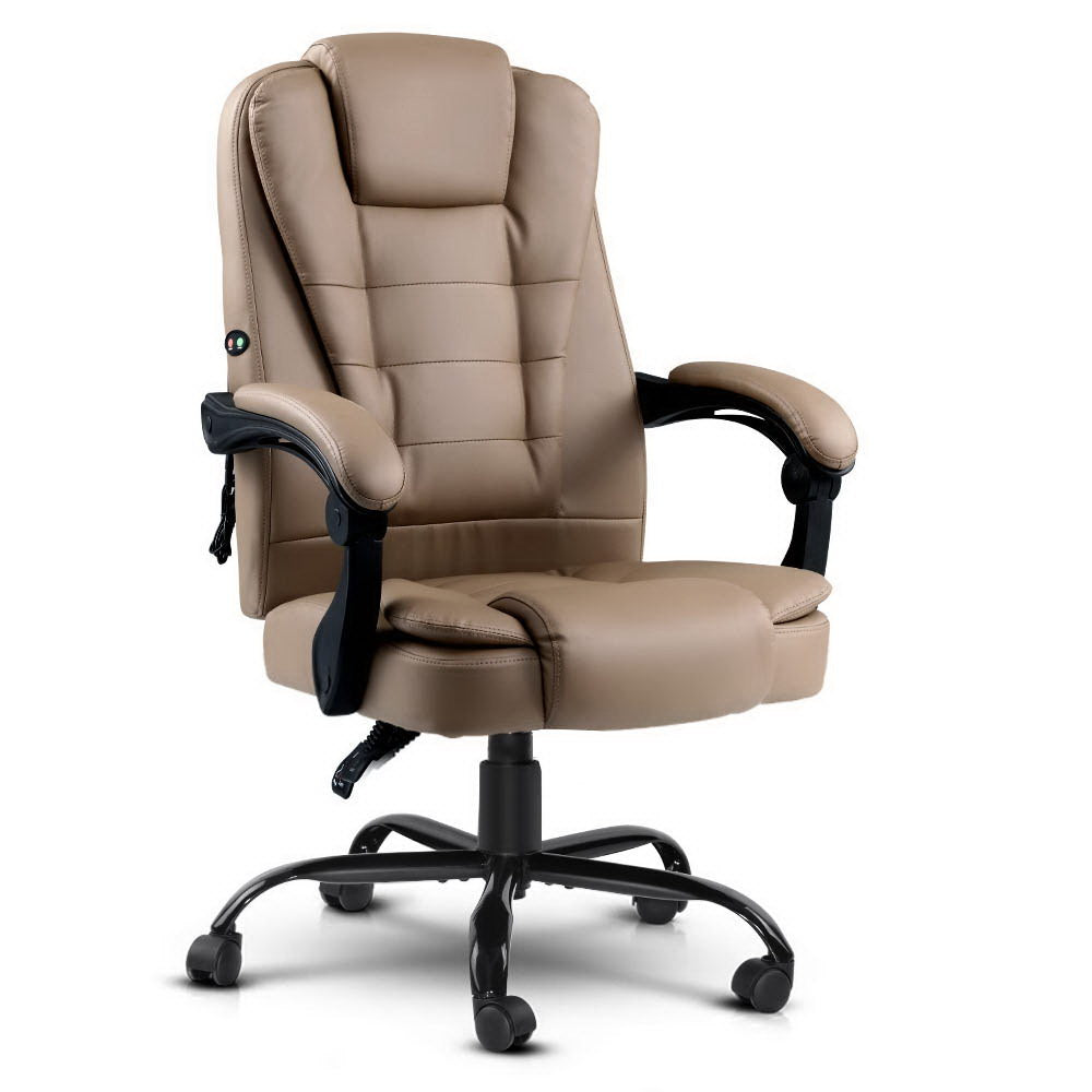 Artiss 2 Point Massage Office Chair PU Leather Espresso Dropshipzone