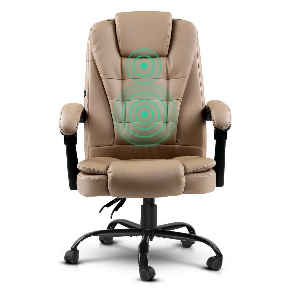 Artiss 2 Point Massage Office Chair PU Leather Espresso Dropshipzone