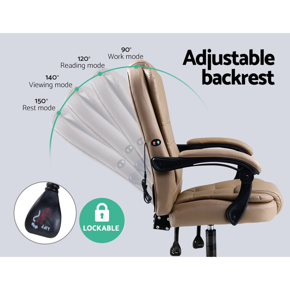 Artiss 2 Point Massage Office Chair PU Leather Espresso Dropshipzone