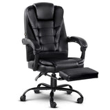 Artiss 2 Point Massage Office Chair PU Leather Footrest Black Dropshipzone
