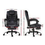 Artiss 2 Point Massage Office Chair PU Leather Footrest Black Dropshipzone