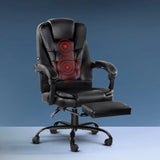 Artiss 2 Point Massage Office Chair PU Leather Footrest Black Dropshipzone
