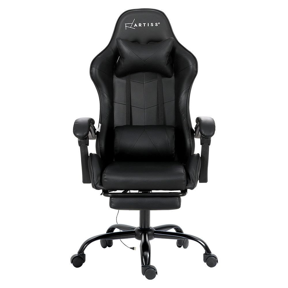 Artiss 2 Point Massage Gaming Office Chair Footrest Black Dropshipzone