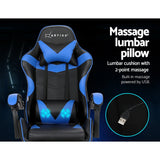 Artiss 2 Point Massage Gaming Office Chair Footrest Blue Dropshipzone