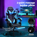 Artiss 2 Point Massage Gaming Office Chair Footrest Cyan Blue Dropshipzone