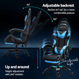 Artiss 2 Point Massage Gaming Office Chair Footrest Cyan Blue Dropshipzone