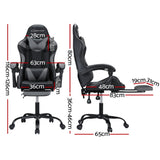 Artiss 2 Point Massage Gaming Office Chair Footrest Grey Dropshipzone