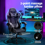 Artiss 2 Point Massage Gaming Office Chair Footrest Grey Dropshipzone