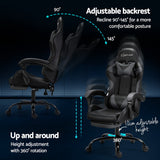 Artiss 2 Point Massage Gaming Office Chair Footrest Grey Dropshipzone