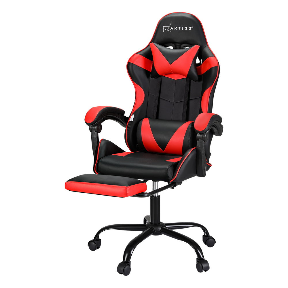 Artiss 2 Point Massage Gaming Office Chair Footrest Red Dropshipzone