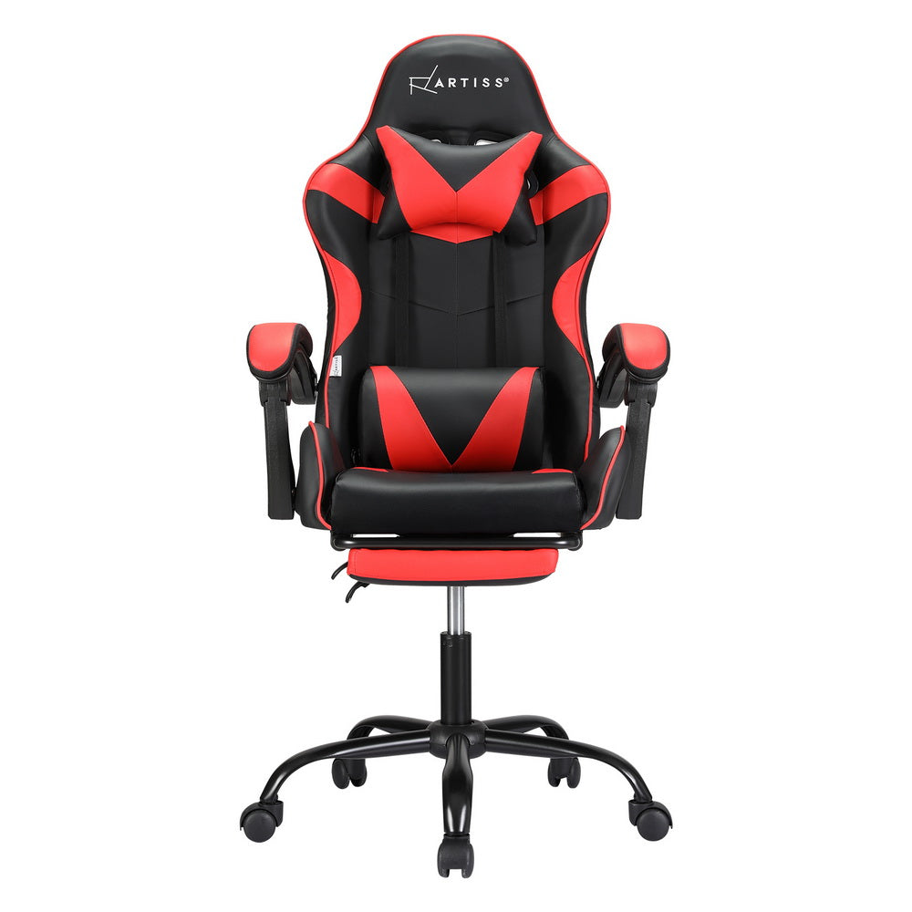 Artiss 2 Point Massage Gaming Office Chair Footrest Red Dropshipzone