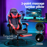 Artiss 2 Point Massage Gaming Office Chair Footrest Red Dropshipzone