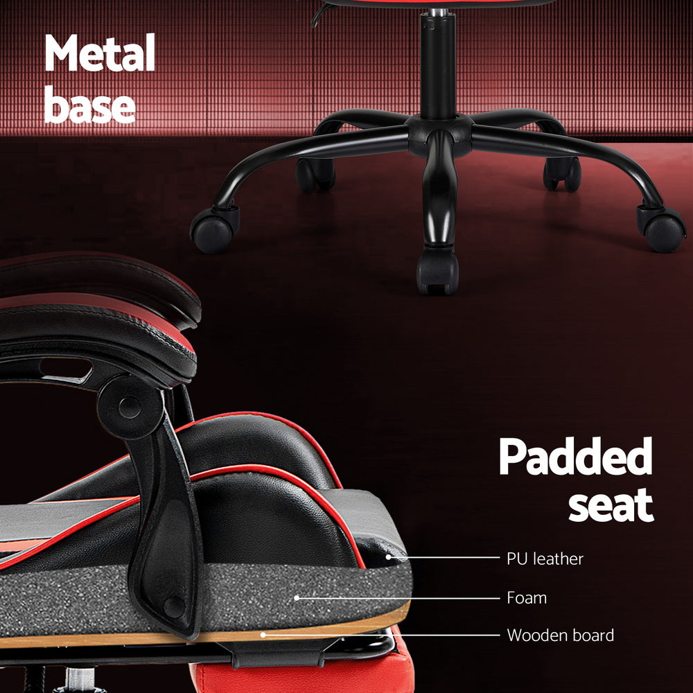 Artiss 2 Point Massage Gaming Office Chair Footrest Red Dropshipzone