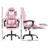 Artiss 2 Point Massage Gaming Office Chair Footrest Pink Dropshipzone