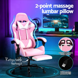 Artiss 2 Point Massage Gaming Office Chair Footrest Pink Dropshipzone